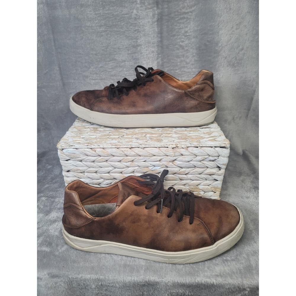 OluKai Lae'ahi Li 'Ili Brown Leather Sneakers Fox Low Top Mens 12 Modern Prep